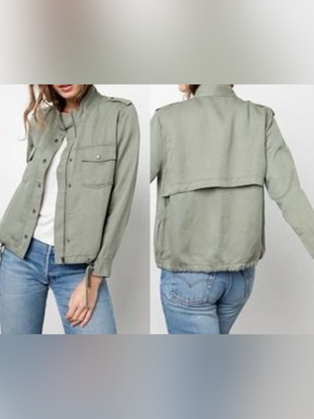 Rails Jacket Womens XL Military Utility Collins Sage Green Zip Snap